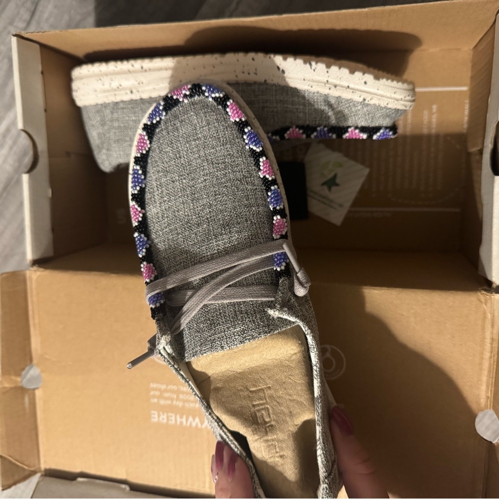 Brand new women’s custom hey dudes size 6
